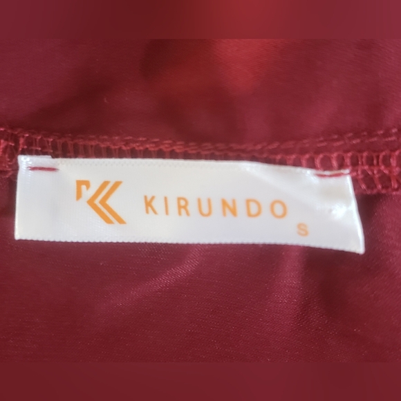 Kirundo Burgundy Sleeveless Ruffle Mock Neck Wide Leg Jumpsuit - Picture 9 of 10